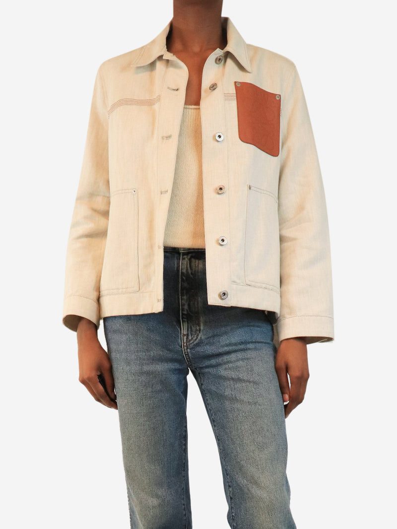 Oatmeal denim anagram jacket - size UK 4 Coats & Jackets Loewe 