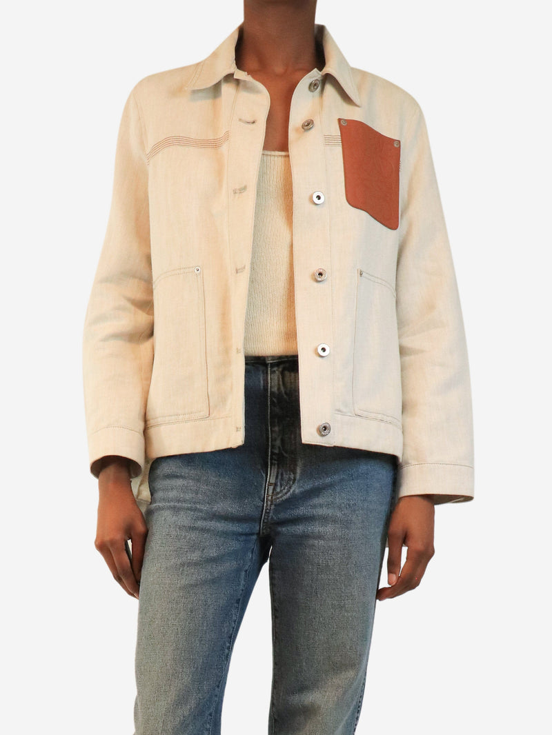 Oatmeal denim anagram jacket - size UK 4 Coats & Jackets Loewe 