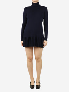 Miu Miu Navy blue pleated knit mini dress - size UK 8