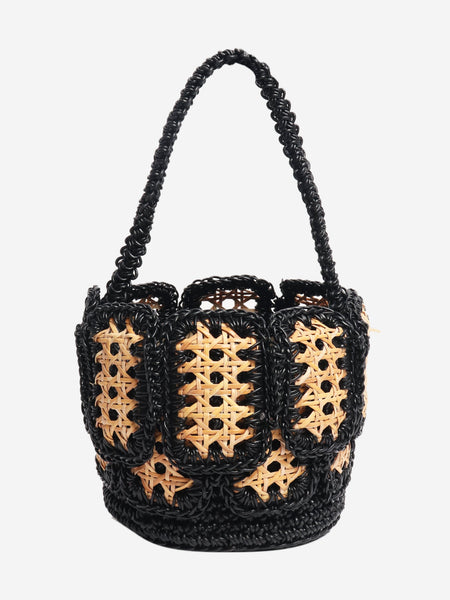 Neutral woven raffia top handle bag product image