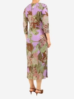 Purple floral midi dress - size UK 12 Dresses Dries Van Noten 