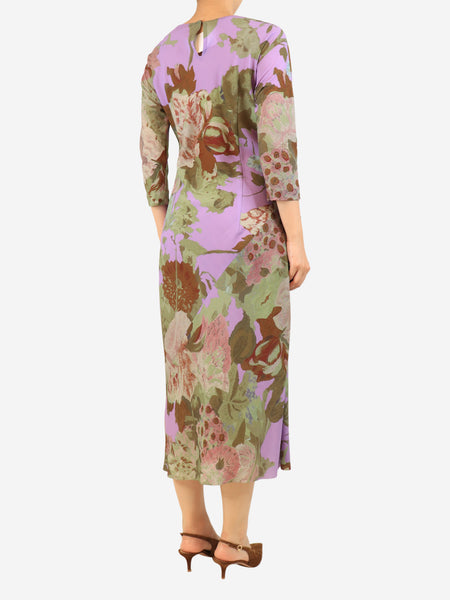 Purple floral midi dress - size UK 12 alternate image
