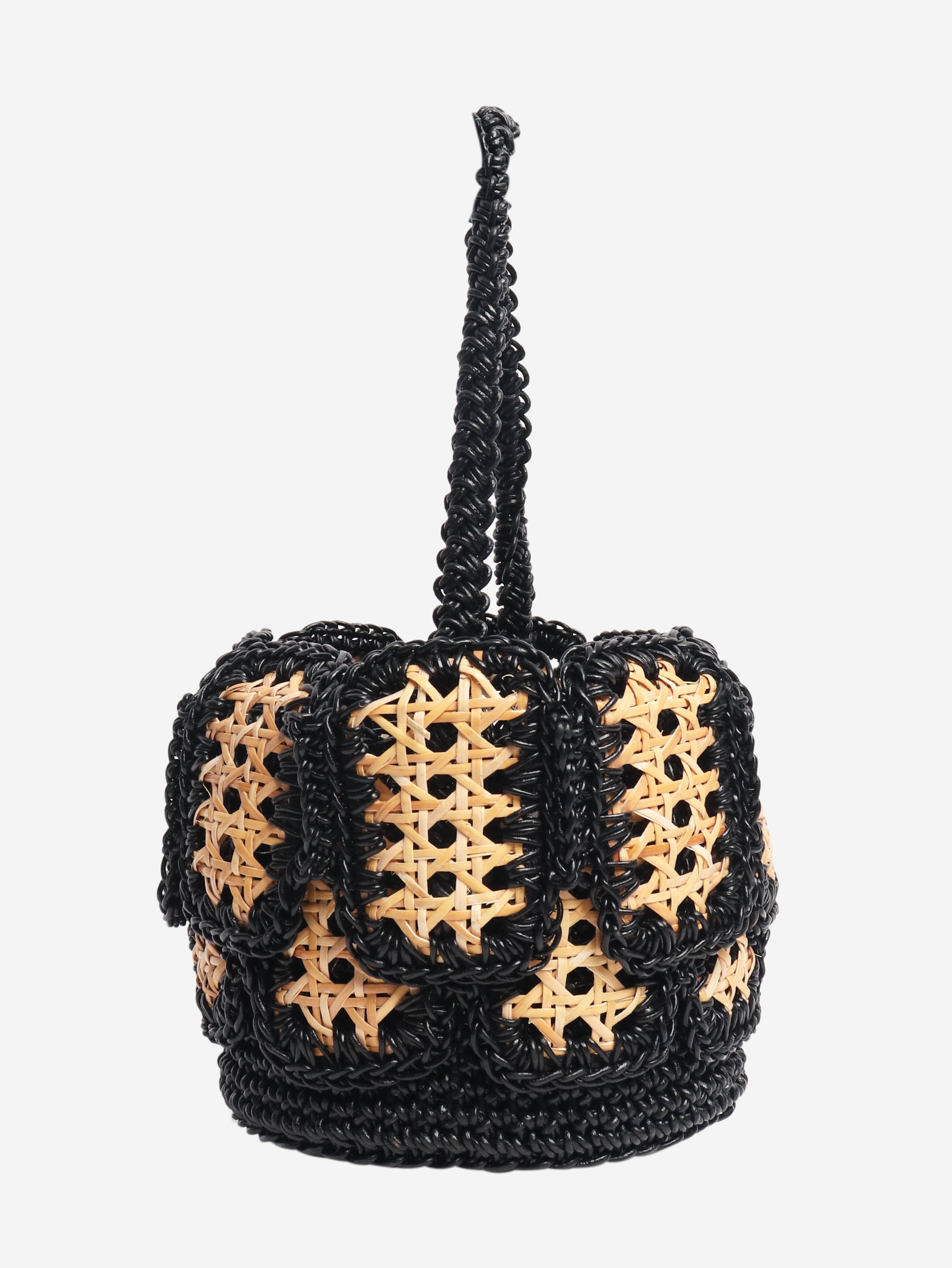 Neutral woven raffia top handle bag Top Handle Bags Mehry Mu 