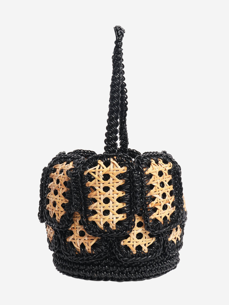 Neutral woven raffia top handle bag Top Handle Bags Mehry Mu 