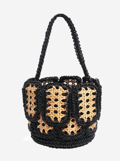 Neutral woven raffia top handle bag Top Handle Bags Mehry Mu 