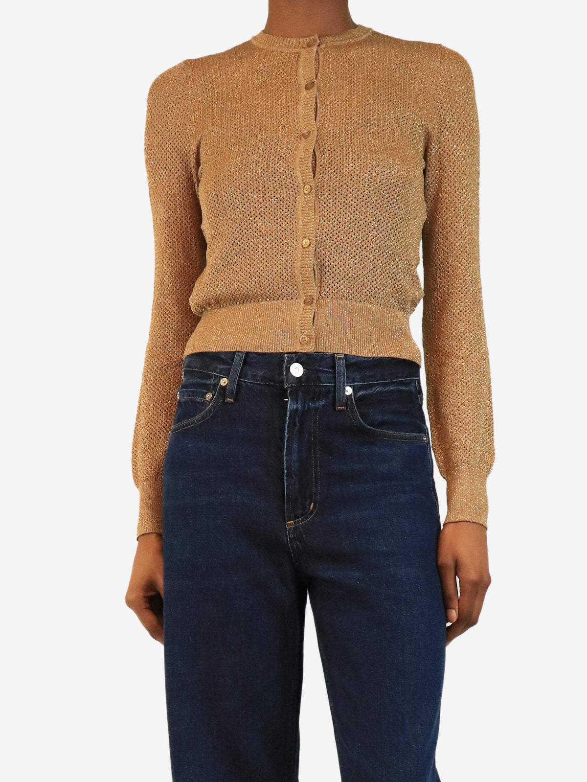 Gold lurex cardigan - size UK 6 Knitwear Missoni 