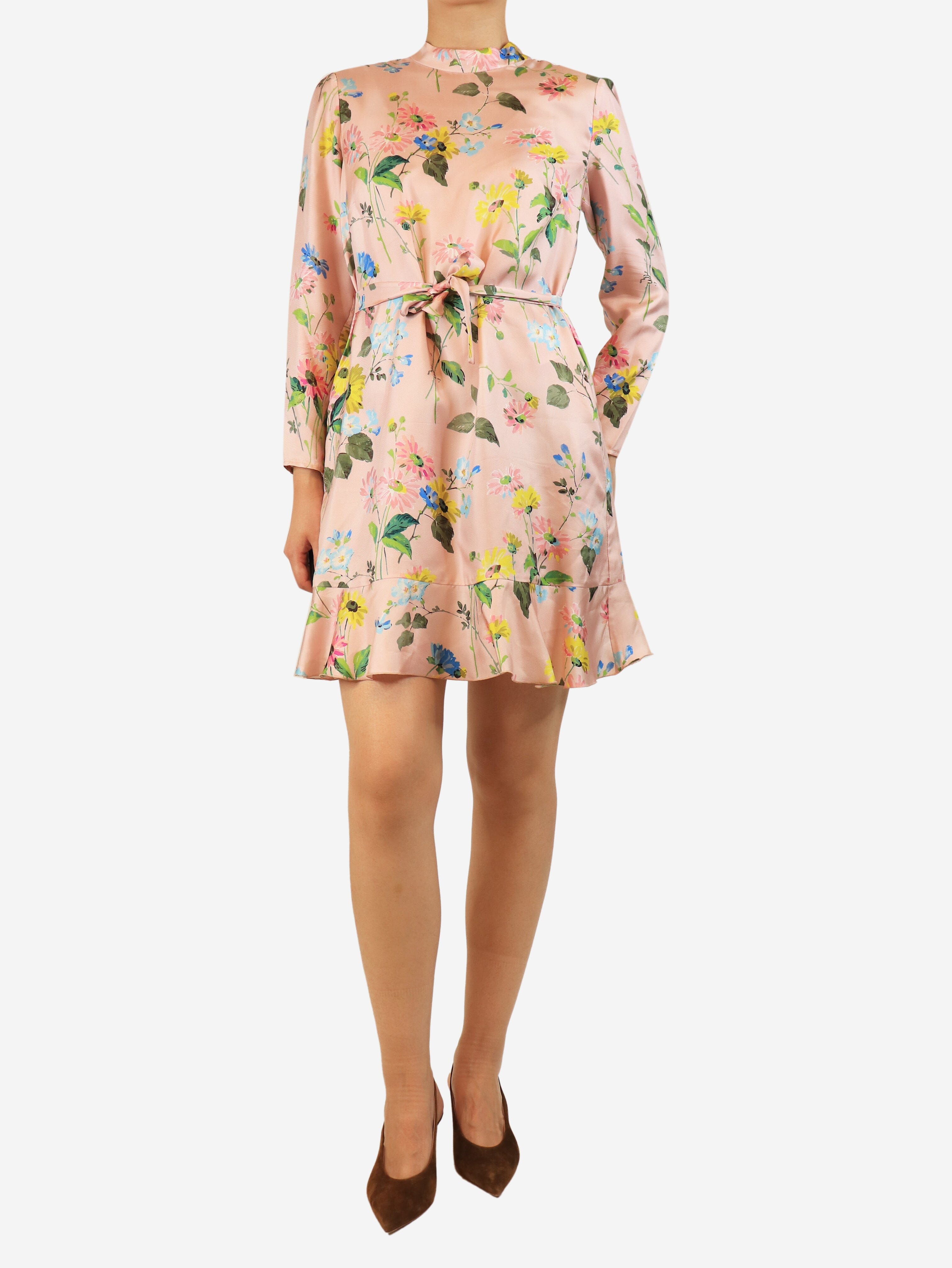 Pink floral dress - size UK 12