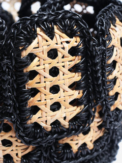 Neutral woven raffia top handle bag Top Handle Bags Mehry Mu 