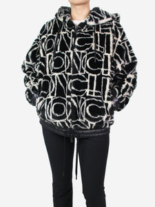 Moncler Black printed faux-fur hoodie - size S