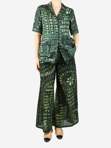 Christian Dior Black and green two-piece printed set - size UK 8