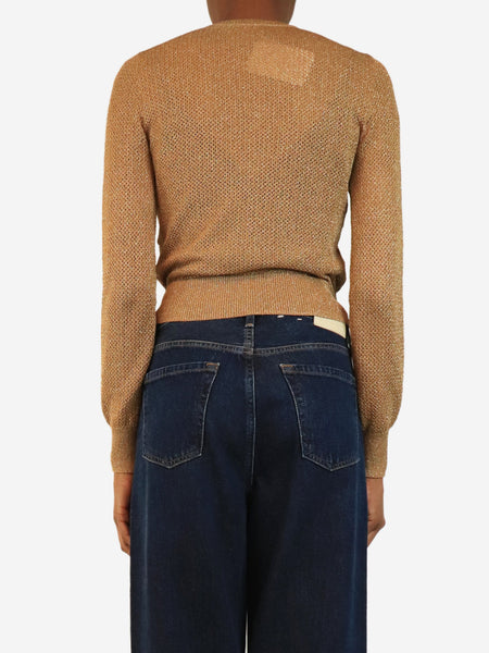 Gold lurex cardigan - size UK 6 alternate image