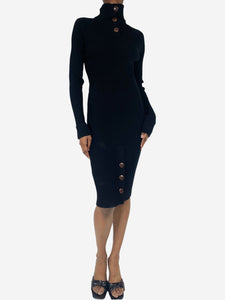 Fendi Black cashmere ribbed knit dress - size UK 6