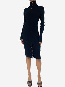 Fendi Black cashmere ribbed knit dress - size UK 6