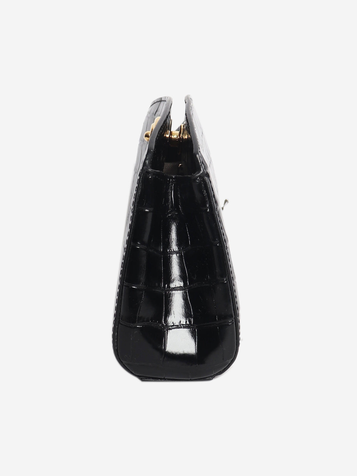 Black croc-embossed Pushlock clutch Clutch bags Liffner 