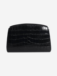 Black croc-embossed Pushlock clutch Clutch bags Liffner 