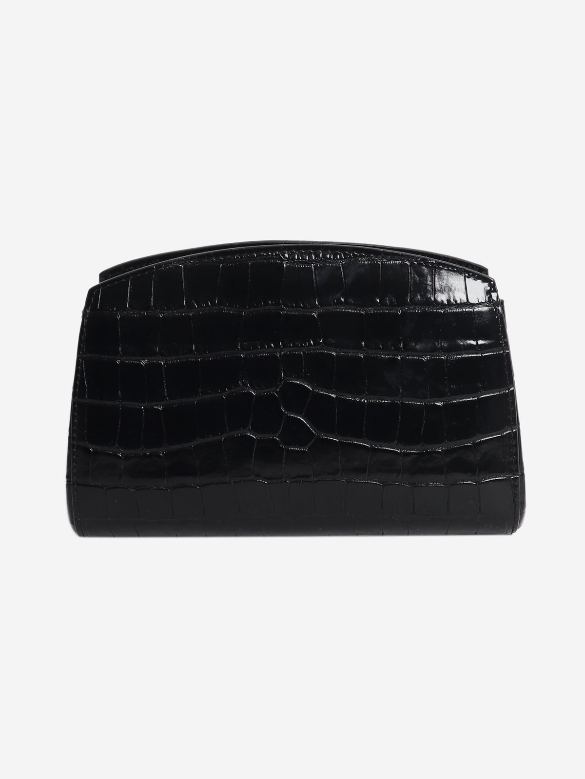 Black croc-embossed Pushlock clutch Clutch bags Liffner 