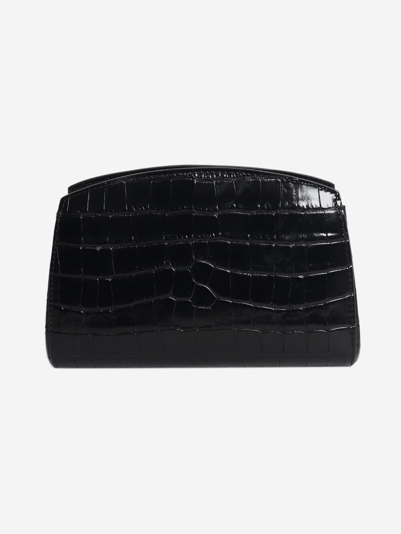 Black croc-embossed Pushlock clutch Clutch bags Liffner 