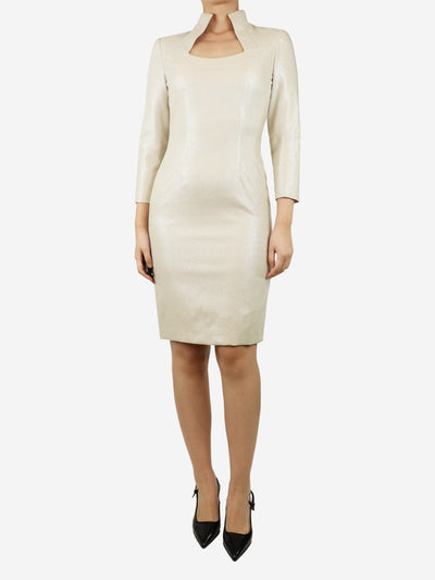 Cream sparkly square-neck midi dress - size UK 8 Dresses Alexander McQueen 