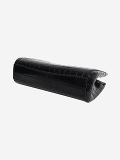 Black croc-embossed Pushlock clutch Clutch bags Liffner 