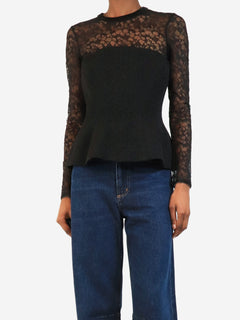 Black long-sleeved lace corset top - size UK 6 Tops Simkhai 
