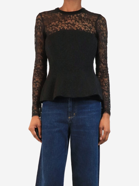 Black long-sleeved lace corset top - size UK 6 product image