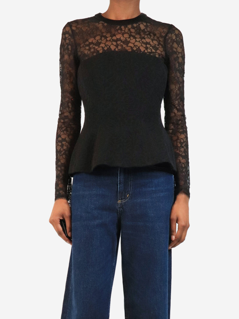 Black long-sleeved lace corset top - size UK 6 Tops Simkhai 