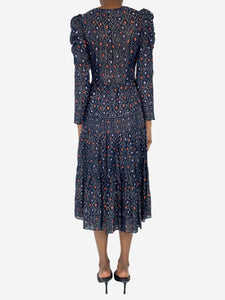 Ulla Johnson Blue lurex ruched midi dress - size UK 4