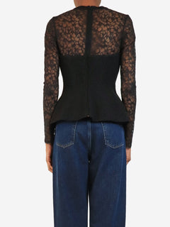 Black long-sleeved lace corset top - size UK 6 Tops Simkhai 