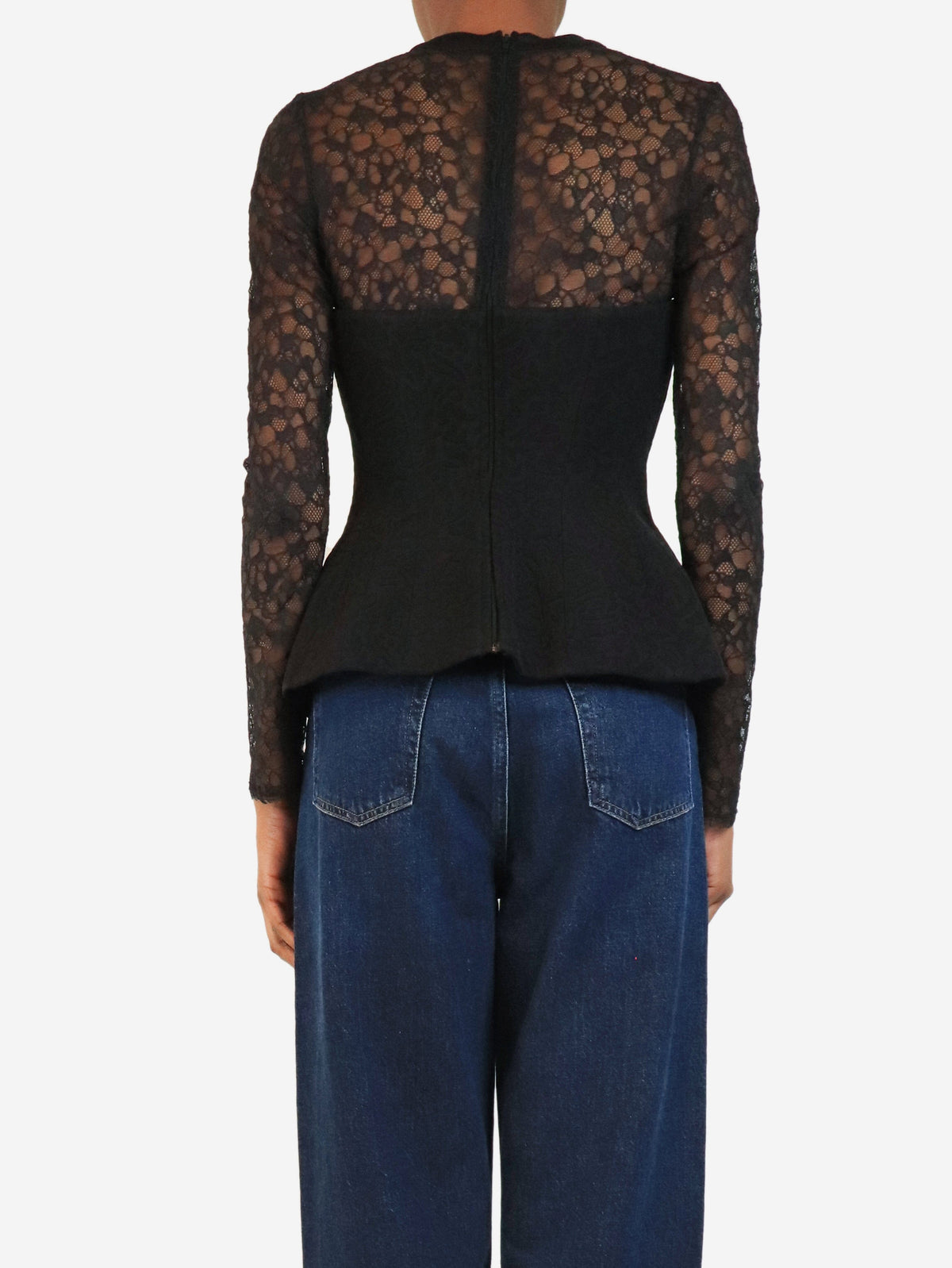 Black long-sleeved lace corset top - size UK 6 Tops Simkhai 