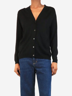 Black bow-detail wool cardigan - size UK 4 Knitwear Miu Miu 