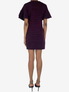 Victoria Victoria Beckham Deep purple ribbed wool mini dress - size XS