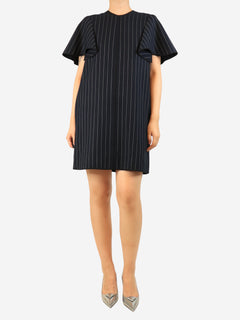 Navy pinstripe mini dress - size UK 10