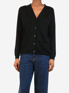 Black bow-detail wool cardigan - size UK 4 Knitwear Miu Miu 