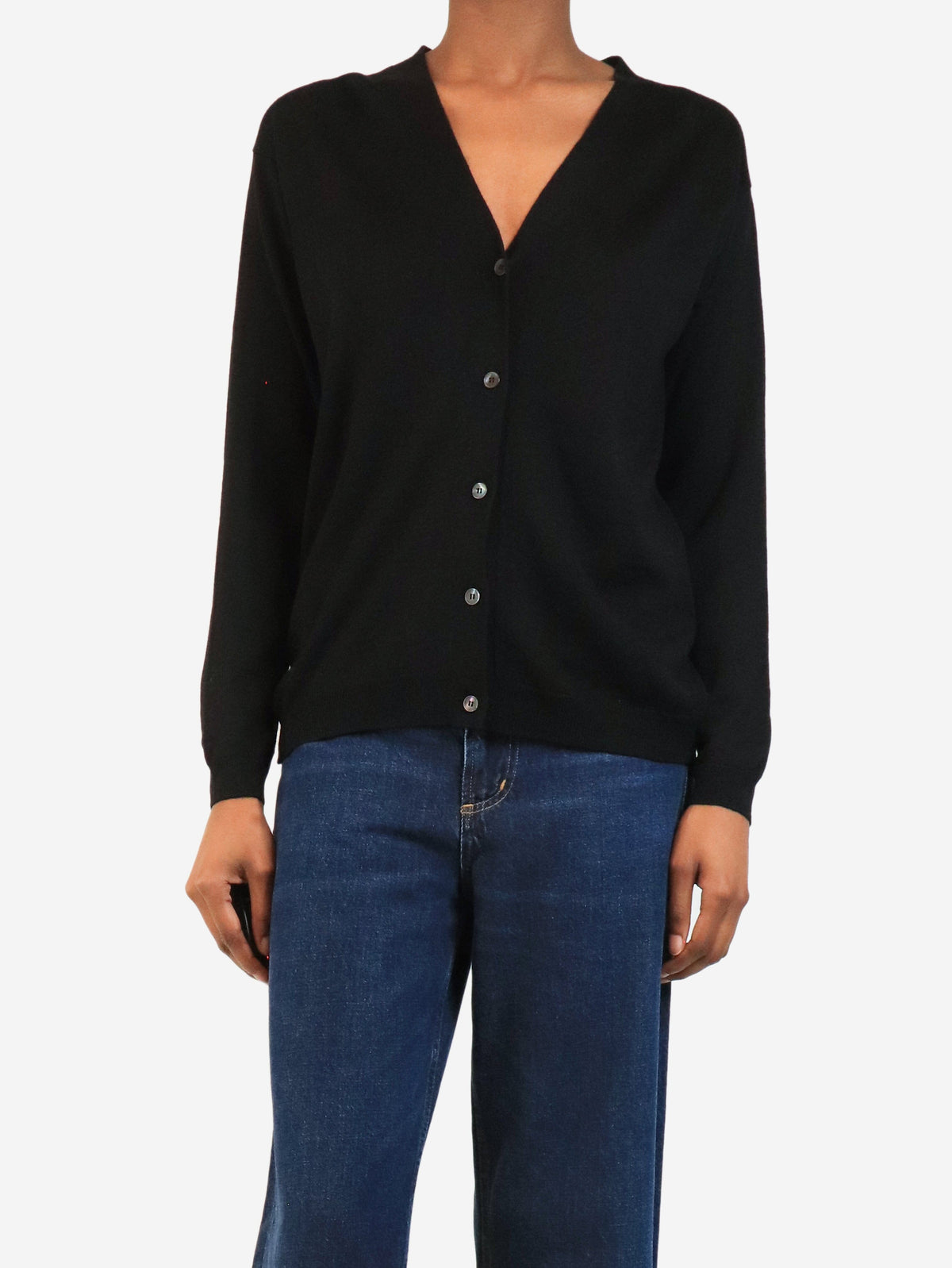 Black bow-detail wool cardigan - size UK 4 Knitwear Miu Miu 