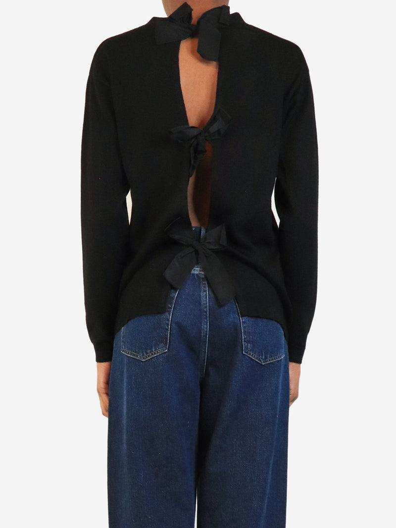 Black bow-detail wool cardigan - size UK 4 Knitwear Miu Miu 
