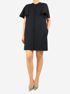 Navy pinstripe mini dress - size UK 10