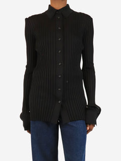 Black ribbed knit button-up cardigan - size UK 8 Tops Bottega Veneta 