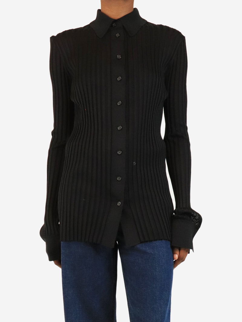 Black ribbed knit button-up cardigan - size UK 8 Tops Bottega Veneta 