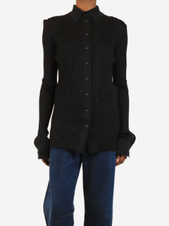 Black ribbed knit button-up cardigan - size UK 8 Tops Bottega Veneta 