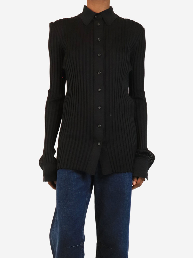 Black ribbed knit button-up cardigan - size UK 8 Tops Bottega Veneta 