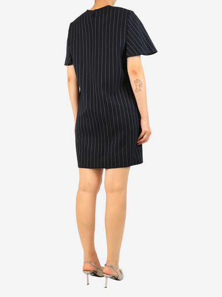 Navy pinstripe mini dress - size UK 10 alternate image