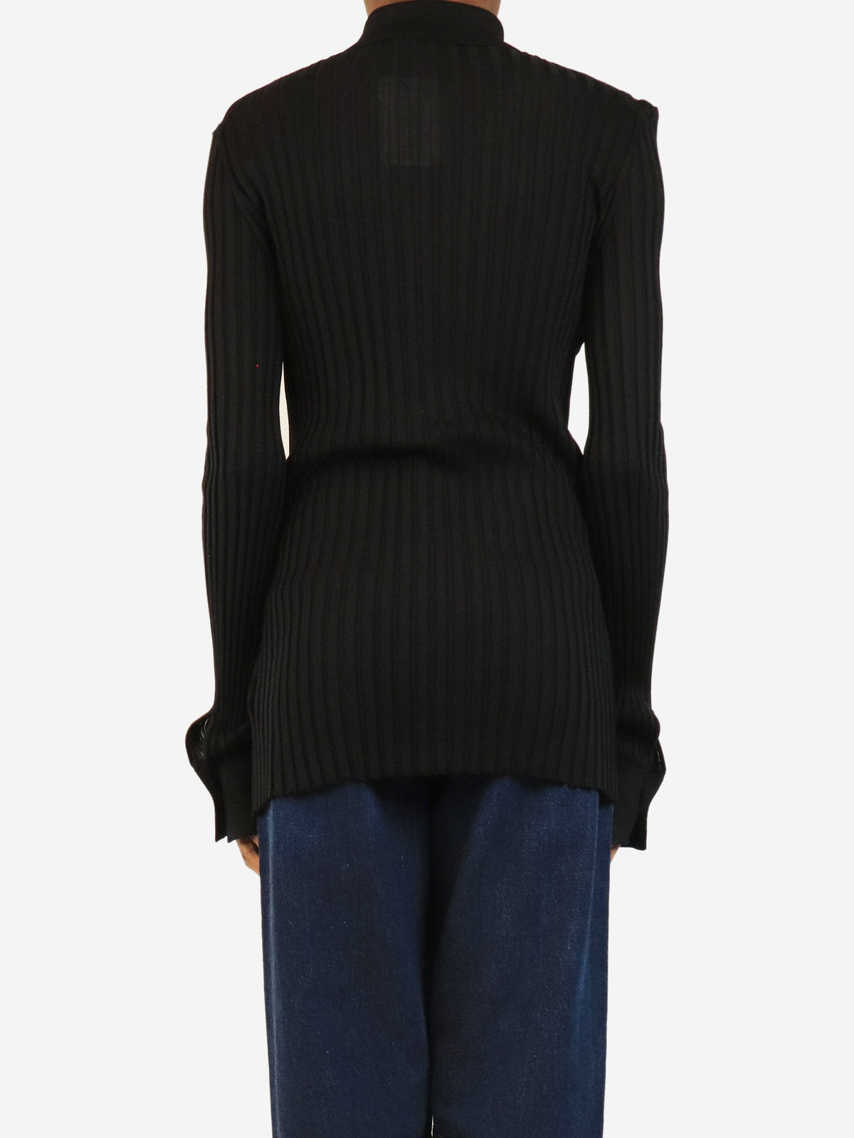 Black ribbed knit button-up cardigan - size UK 8 Tops Bottega Veneta 