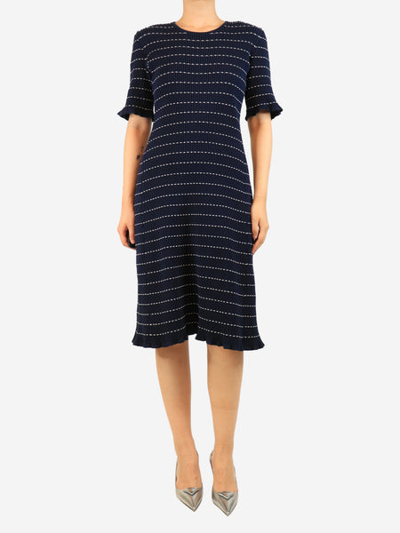 Navy ribbed midi dress - size UK 10 product image