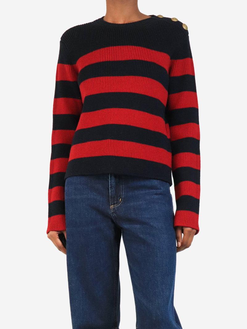 Red and navy stripe wool knit sweater - size S Knitwear Red Valentino 
