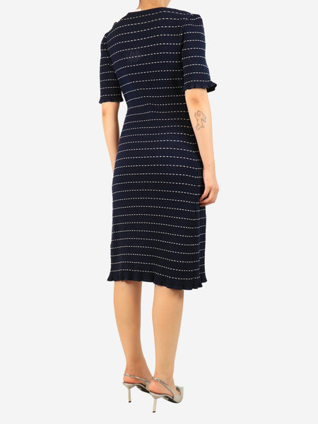 Navy ribbed midi dress - size UK 10 alternate image