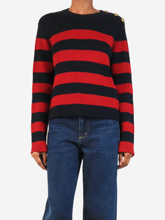 Red and navy stripe wool knit sweater - size S Knitwear Red Valentino 