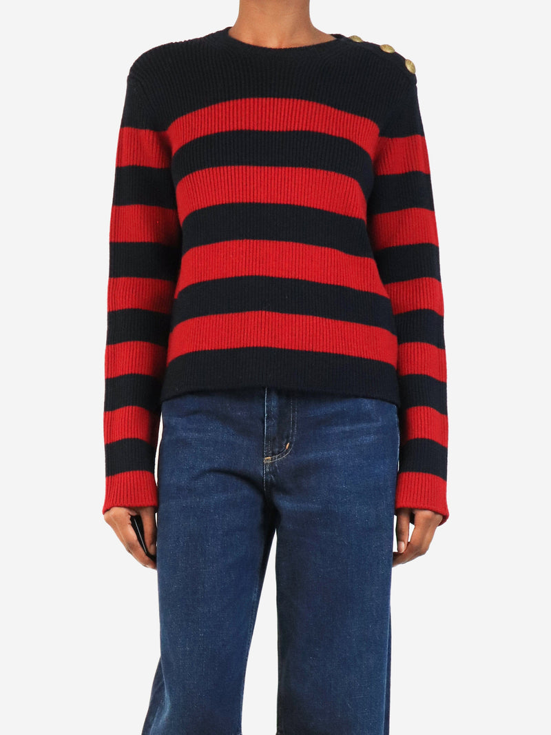 Red and navy stripe wool knit sweater - size S Knitwear Red Valentino 
