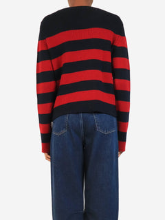 Red and navy stripe wool knit sweater - size S Knitwear Red Valentino 