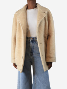 Celine Neutral camel-hair jacket - size UK 6