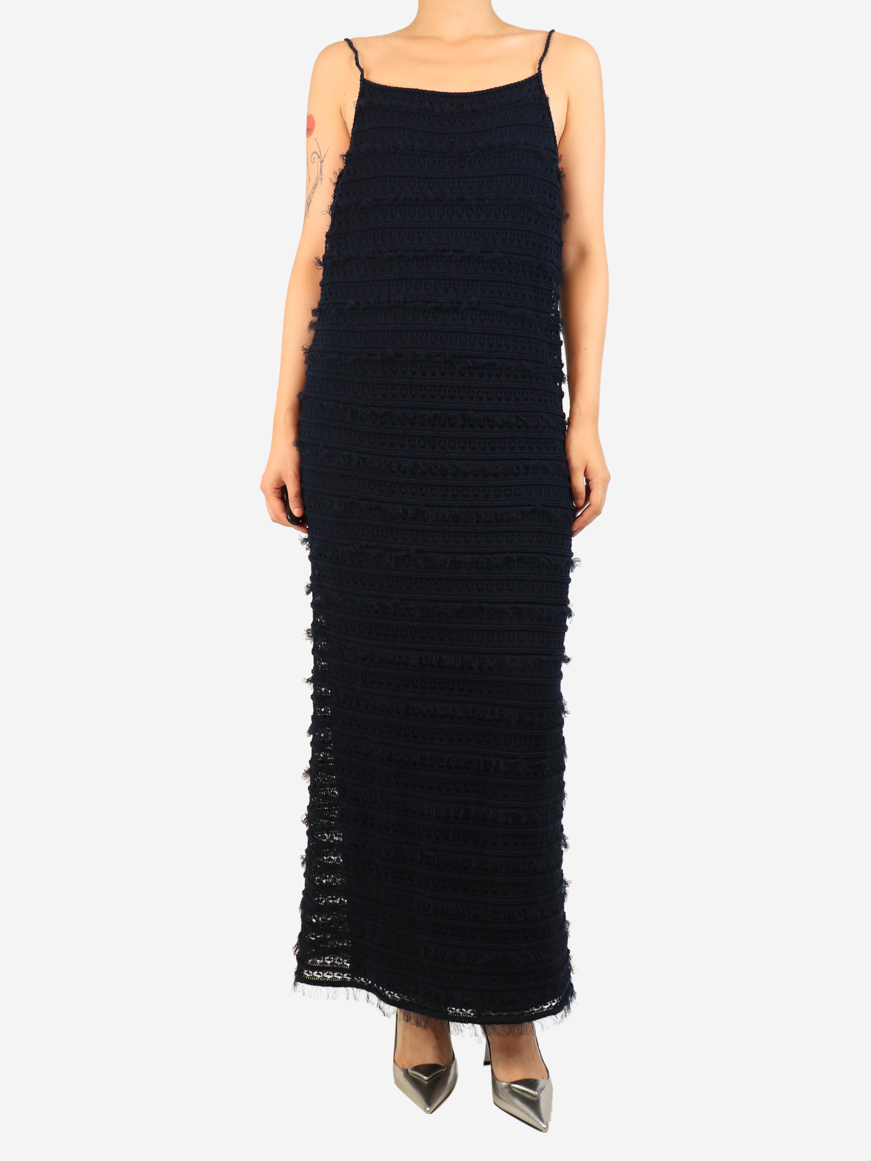 Navy netted midi dress - size L